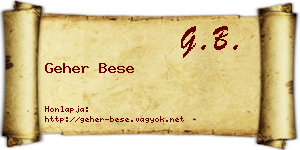 Geher Bese névjegykártya